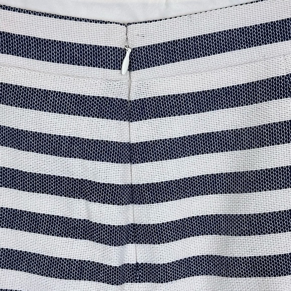 J. CREW Horizontal Striped Woven Blue & Cream Faux Wrap Mini Skirt, Size 4 - Picture 9 of 9